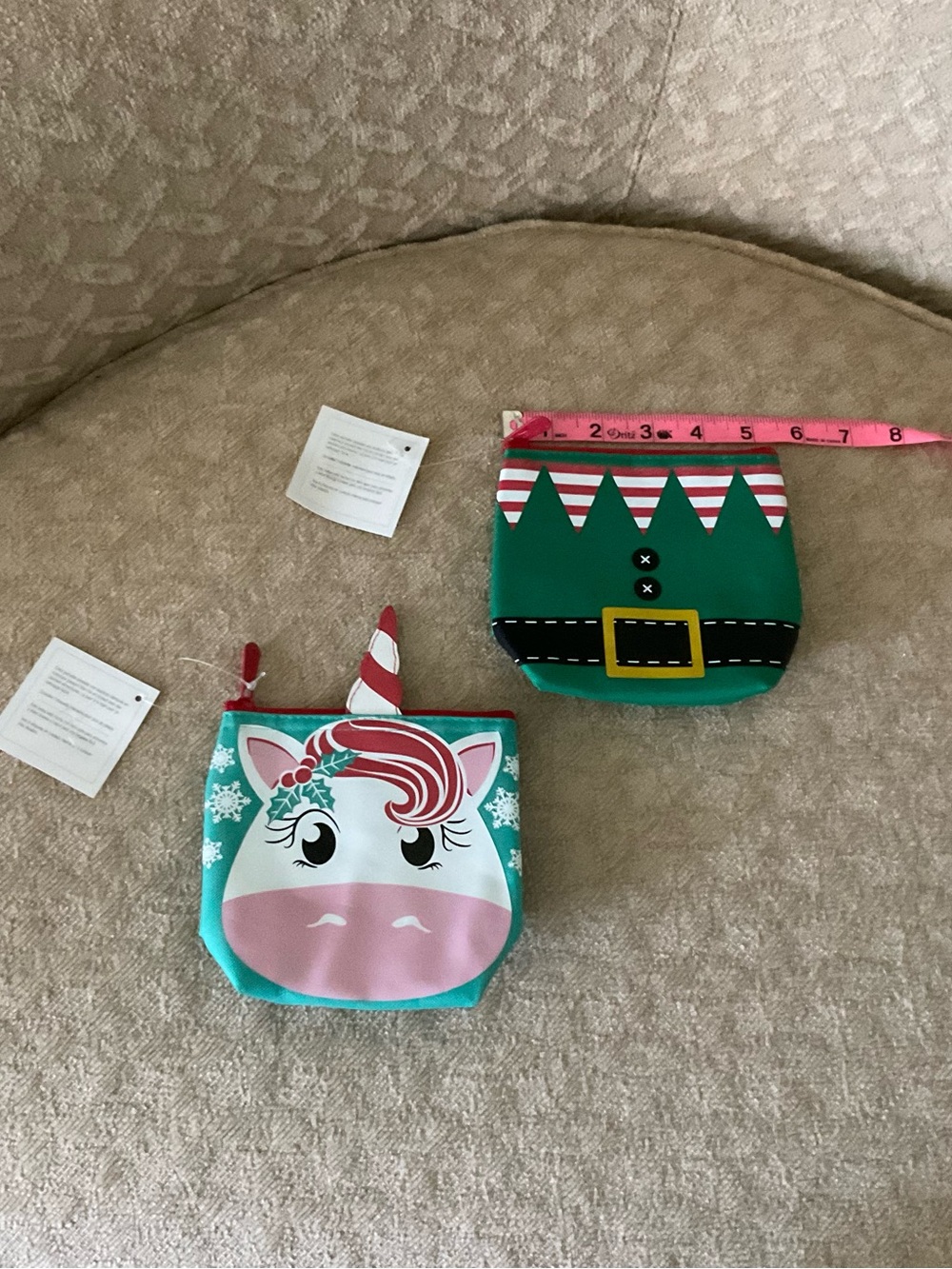 Thirty-one Kids Holiday Unicorn and Elf Insulated Pouches - Teal and Green